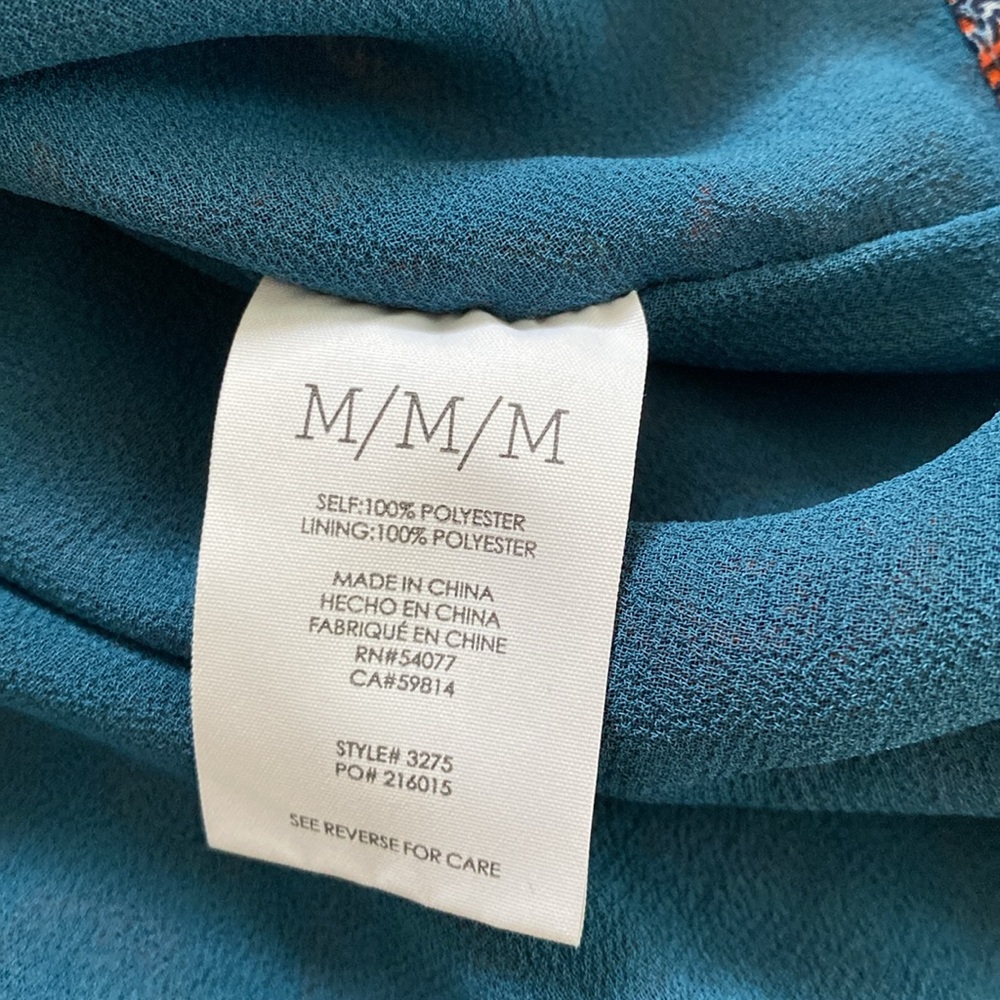 CAbi Medallion Reign Ruffled Sleeveless Button Down Blue Printed‎ Top Medium - Picture 5 of 5